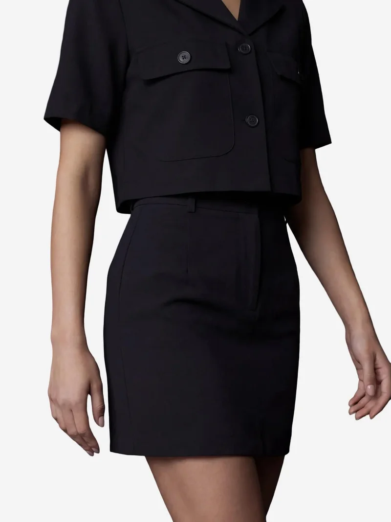 MY FASHION Black MY FASHION Short Sleeve Crop Shirt & Mini Skirt Two-Piece Set for Women | Best Price UAE